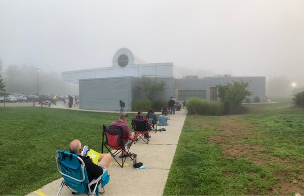 2 hours before opening. Line wraps around the building twice