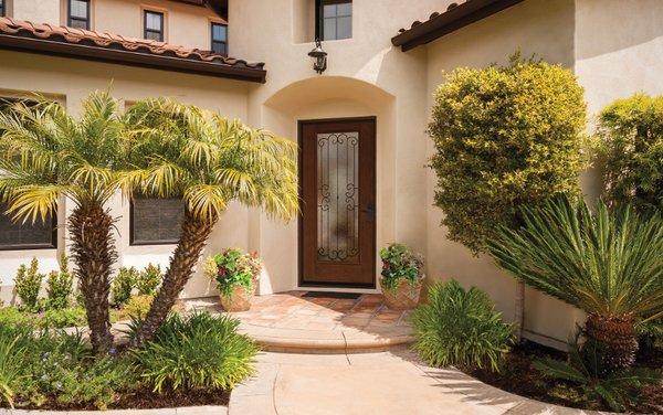 Top off the line insulated glass with a wrought Iron insert. Yes, this door is an  impact door!