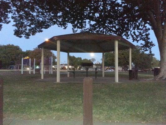 Covered picnic table area.