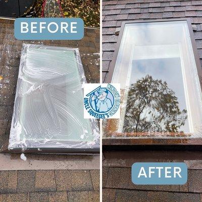 Before and after skylight window cleaning