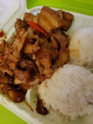 Pulehu Pork, Pork Adobo with 2 scoop rice