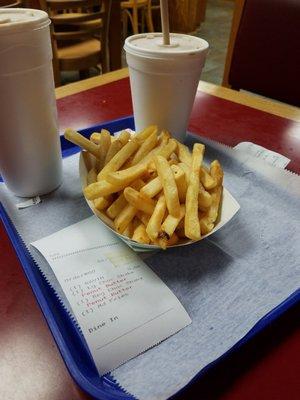 Fries and chocolate PB shake