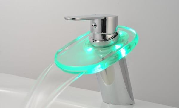 Led Color Changing,Glass,Chrome Modern Waterfall Bathroom and Kitchen Faucets