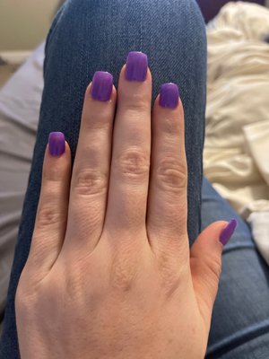 Purple, short gel nails! Exactly what I asked for.