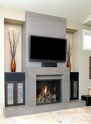 Contemporary Mantels with wall panels