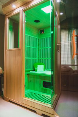 Our saunas feature both Infrared Radiant Heat & Chromotherapy Lighting.