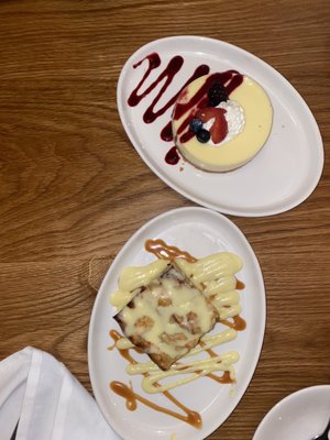 White chocolate bread pudding and Cheesecake