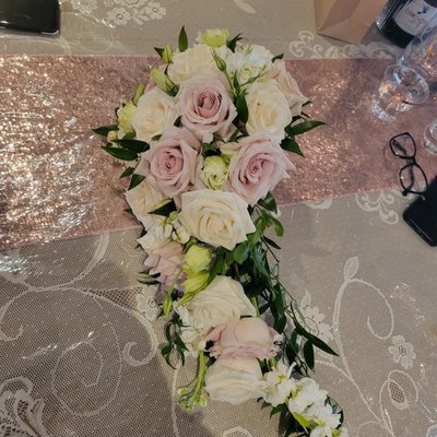 Gorgeous pink and white bride's cascading bouquet!