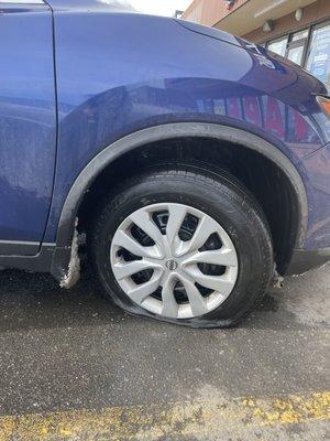 This is how I arrived. They replaced all 4 tires within 3 hours.