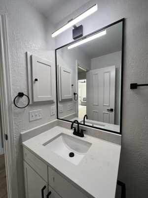 1/4" Clear Annealed Bathroom Mirror With Black Metal Frame