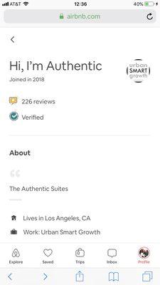 Here's that Airbnb profile