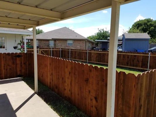 4-foot pre-stained wood privacy fence in Denton.