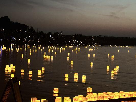 Water lanterns in the harbor at South Point National Harbor.