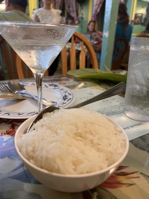 Extra Jasmine rice and brought my own vodka martini