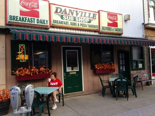 Danville Sub Shop with Owner Tina Randello enjoying the Fall Weather.