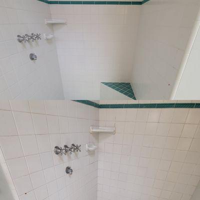 Shower tile grout cleaning great results happy costumer!