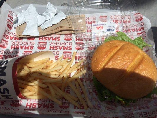 The regular or classic smash burger w/ shoestring potato fries! Wasn't bad, pretty average. Good for a grab and go eat.