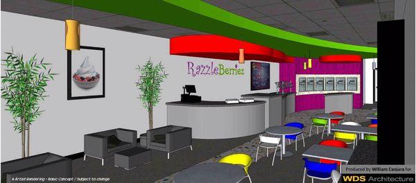 RAZZLEBERRIEZ 67th Ave/Happy Valley
  -Design Concept with Interiors, Logo & Branding for yogurt shop by WDS Architecture AZ 2010