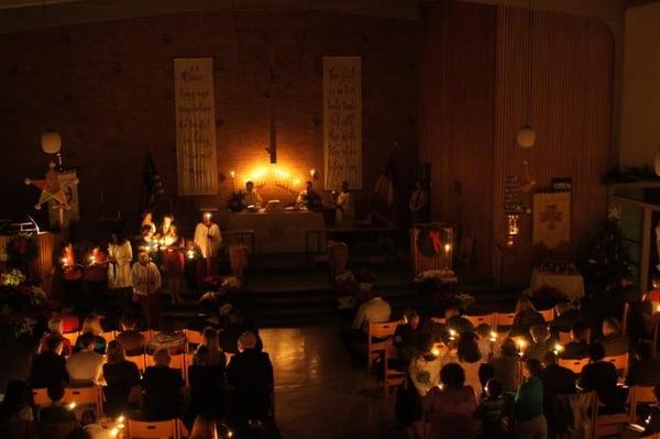 Our children lead the singing of "Silent Night" -- Christmas 2012