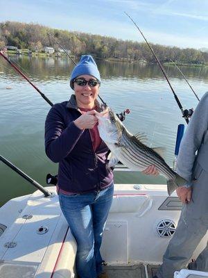 Her first striper catch!