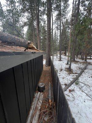 Roof damage before repair