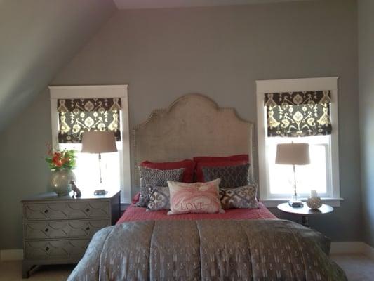 CUSTOM MADE HEADBOARD , BEDDING, AND WINDOW TREATMENTS!!