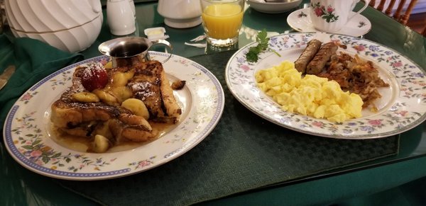 Banana nut stuffed French toast  with fluffy eggs!