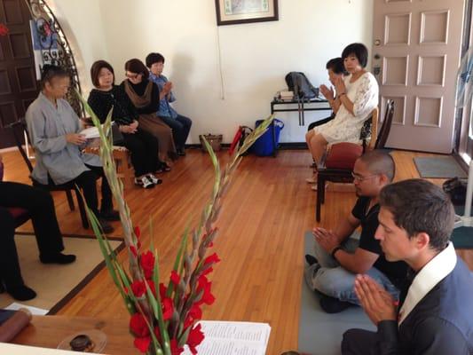 chanting at our founding temple in Monterey Park