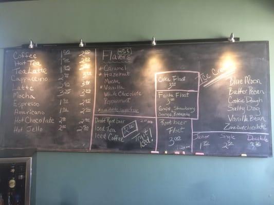 Geschenk Boutique Coffee and Tea Haus menu board.