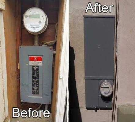 Customer had just purchased new home and wanted to upgrade Panel. Here is the Before and After Picture.