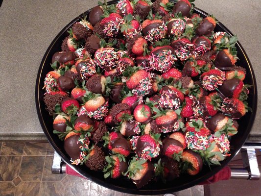 Chocolate covered strawberries platter