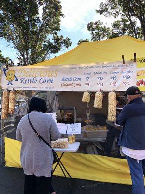 Fresh kettle corn and caramel corn. Can do half half in a bag too