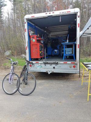 On site corporate bicycle service day at Revision Energy, Brentwood, NH