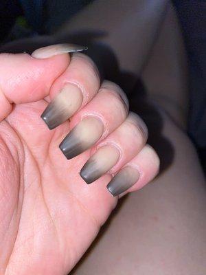 I wanted nude with black ombré. The colors are clearly thin and had ripples.