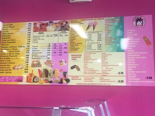 Store's menu.