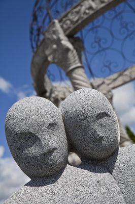 Charcoal Grey Granite Abstract Couple Statue.