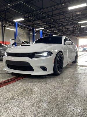 Dodge Charger getting some love with the clay bar