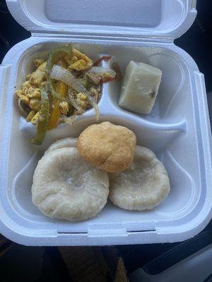 Suppose to be ackee and saltfish with food( ground food)