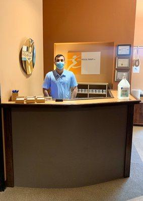 Roman at the front desk is here to help you with anything you need related to Physical Therapy