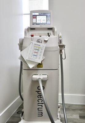 Our Spectrum Laser has many capabilities including: laser hair removal, tattoo removal, IPL, skin resurfacing, diminish dark spots & more!