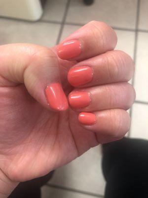 Peachy Jealousy gel manicure