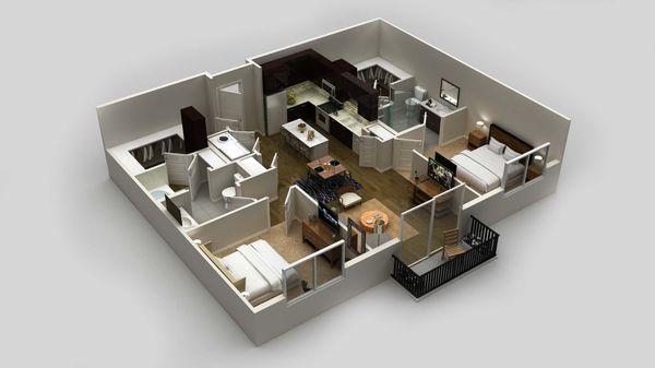 "B1" Floorplan 1100 sq. ft.