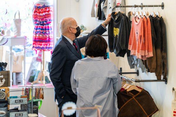 The president picked Lil' Fishy sweater for his grandson at Honey Made