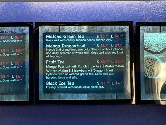 Other tea menu