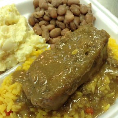 Meat Loaf, yellow rice, pinto beans, potato salad Lunch & Dinner