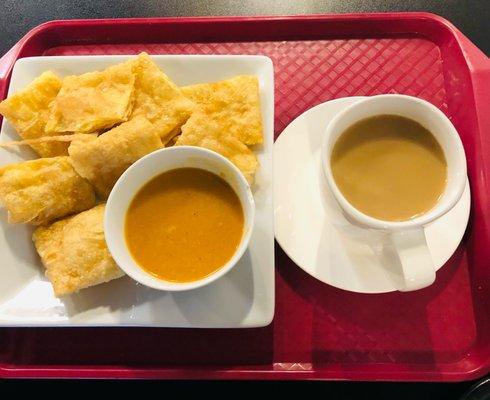 Special egg puri with sweet tea