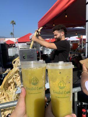 Sugar cane juice with passion fruit