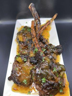 Pineapple coconut mango tequila lamb chops