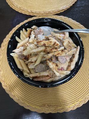 Bella Rotelli Penne with shrimp sausage and chicken