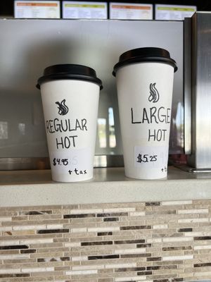 Hot drink sizes